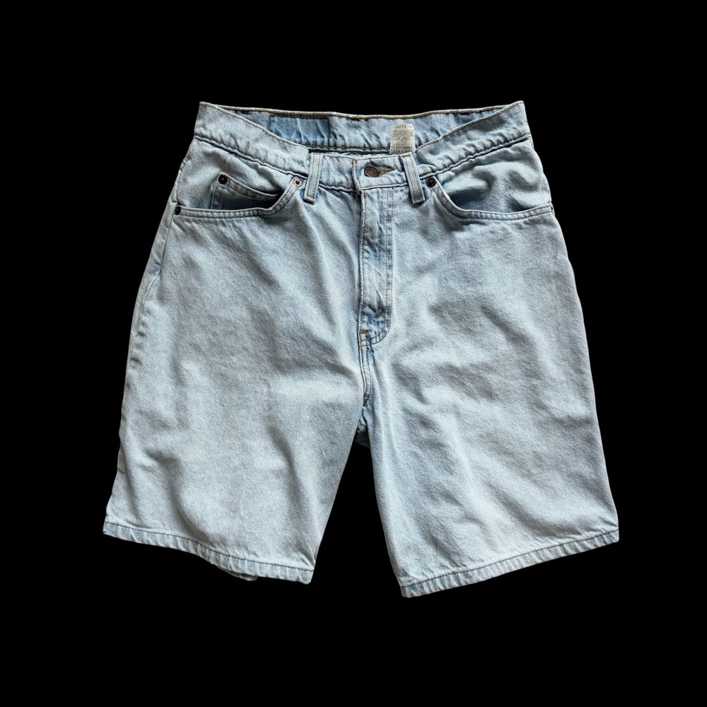 Levis 550 Denim Shorts Light Wash Orange Tab High Waist 31 Distressed